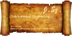 Jablonsky Szabolcs névjegykártya